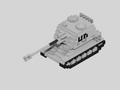 AMX AuF1 Tank Voxel UN Version Low-poly 3D model
