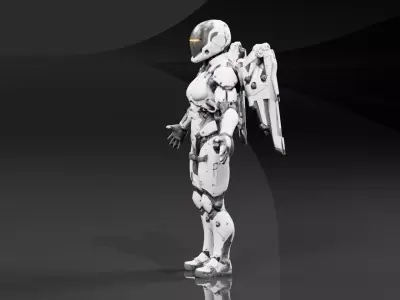  Female Soldier Mech Armor Low-poly 3D model