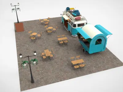 Set Food coffee street cafe 3D model