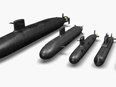 Submarine collection x5 3D model