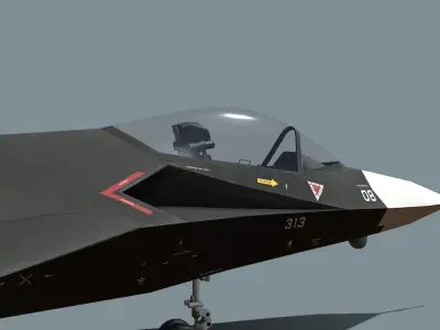 Qaher F-313 iranian stealth fighter Low-poly 3D model