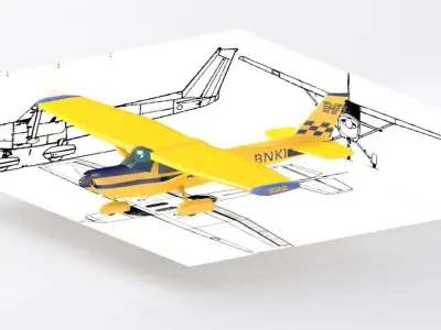 Cessna 152  Low-poly 3D model