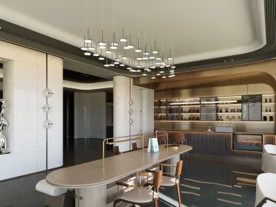 Luxury Water Bar Lounge Area 3D Interior Scene 3D model