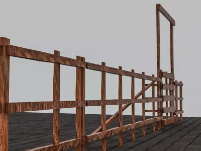 Old Garden Fence Set 3D model