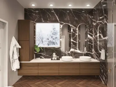 Bathroom model with sanitary ware - Corona materials Free 3D model