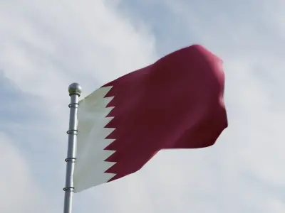 Animated Qatar Flags 3D model