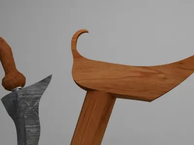 keris two wooden swords 3D model