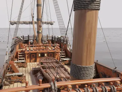 This 3D Galleon includes a fully detailed interior 01 3D model