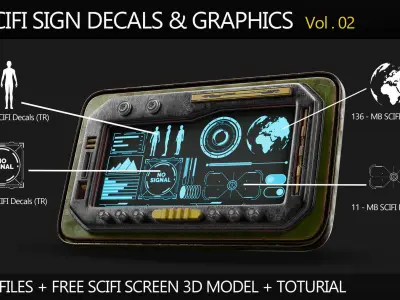 280 SCIFI Sign Decals And Graphics - Vol2 and Tutorial Texture