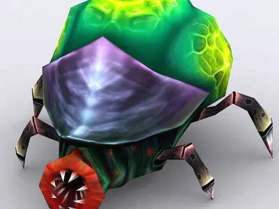 3DRT - Insectoid Monster Tick Low-poly 3D model