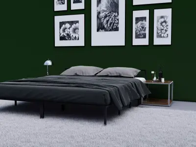 Bed and table Free 3D model