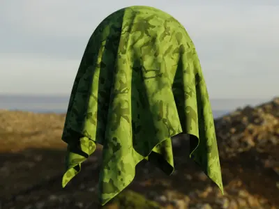 Realistic Procedural Green Camo Fabric Shader Texture Texture