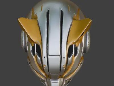 Futuristic Robotic Helmet Game-Ready 3D Model with PBR Textures Low-poly 3D model