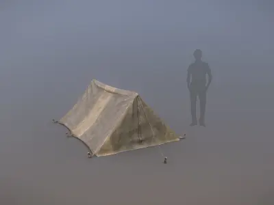 Military Tent WWII TwoSleeping close vr2 Low-poly 3D model