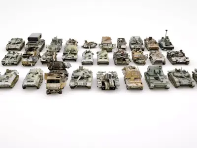 Destroyed russian armoured vehicles 30 assets collection  3D model