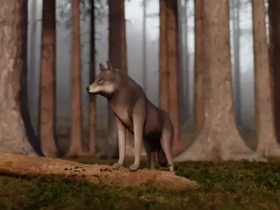 Wolf LowPoly Low-poly 3D model