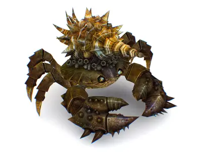 Brown Giant Crab Shell Crayfish Arthropods Sea Animal Low-poly 3D model