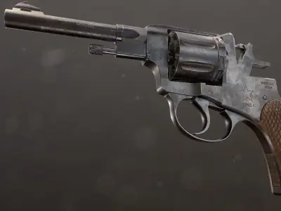 Soviet Russian Revolver Nagant PBR Low-poly 3D model