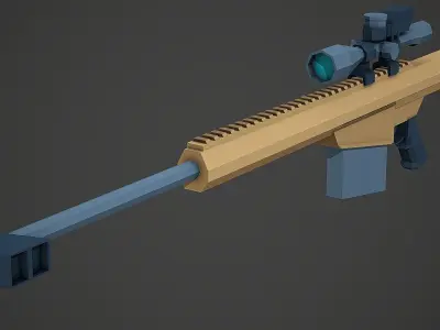 Stylized Barrett M107 Sniper Low Poly Mobile Ready Low-poly 3D model