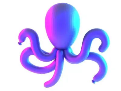 Purple Octopus Balloon Decoration Props Second Life toy 3D print model
