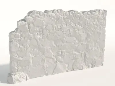 Old castle wall part H Low-poly 3D model
