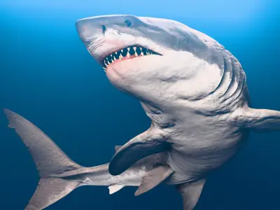 Megalodon Animated  Low-poly 3D model