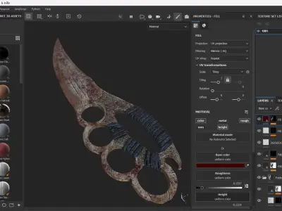 wooden knife  Low-poly 3D model