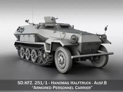 SD KFZ 251 1 Ausf B - Hanomag Halftruck 3D model