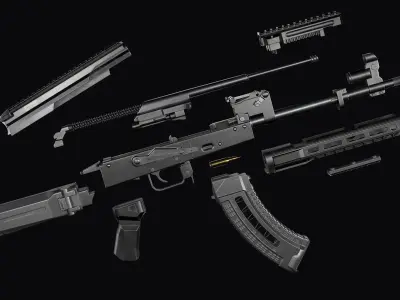 Modular assault rifle Rifle Dynamics 704 AK system Low-poly 3D model