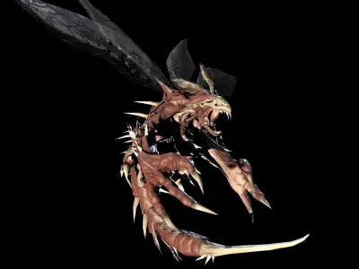 Flying carnivorous beetle Low-poly 3D model