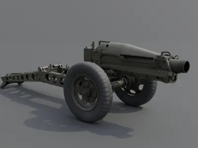 75mm pack howitzer M1A1 Low-poly 3D model