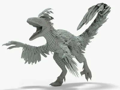 Pyroraptor Rigged Basemesh Low-poly 3D model