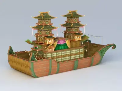 Antique Boat 3D Model-19 Low-poly 3D model