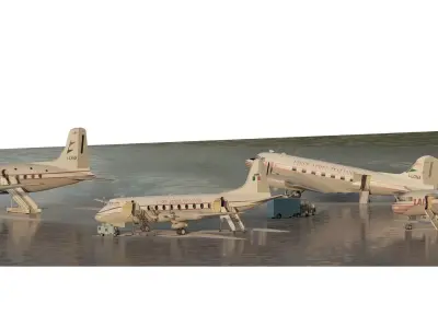 Douglas DC 3 DC-6B Convair 340 and Vickers Viscount 1940s -1950s 3D model