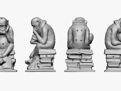 001252 statue of monkey to be or not to be 3D model