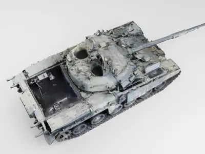 Russian T-80 tank destroyed by Ukrainian army 3D model