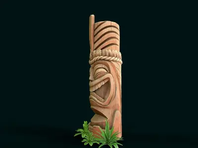 Stylized Wood Totem 4 Low-poly 3D model