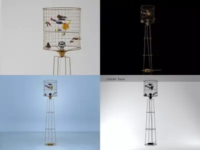 L bird cage floor lamp 3D model