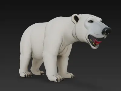 Polar Bear 3D Model Basic - Low Poly Simple Low-poly 3D model