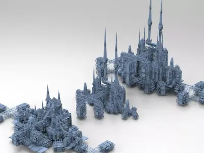 Ancient Mars Temple 3 versions 3D model