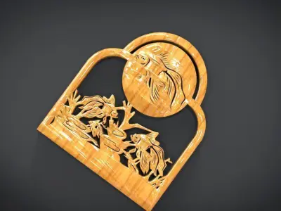 Unique Window Ornament with Fish Ornament motif Low-poly 3D model