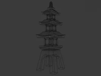 Japanese Stone Lantern 9 Low-poly 3D model