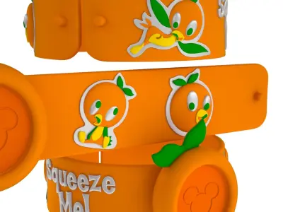Orange Bird MagicBand Slap Bracelet 3D model