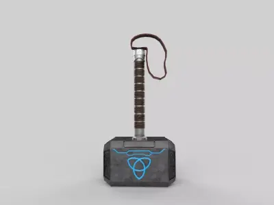 Mjolnir thor hammer with lights Low-poly 3D model