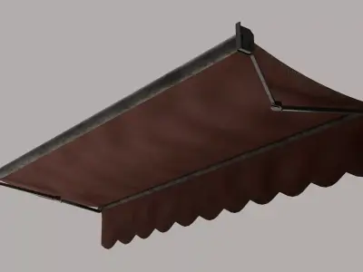 Wavy Retractable Awning for Outdoor Shop Sunshade 3D model