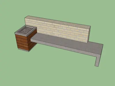Outdoor Bench Low-poly 3D model shop