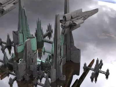 Sci Fi spaceport 1 Kitbash 3D model 3D model