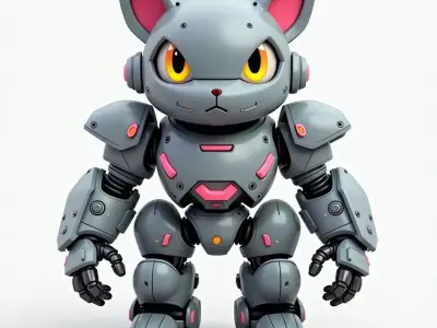 Cute Yet Powerful Robot Cat 3D Model Low-poly 3D model