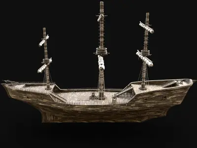 SHIP GALLEON BOAT GALLEY ARK BARGE PIRATE CORSAIR WATERCRAFT AAA Low-poly 3D model