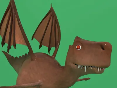 Dragon with wings Low-poly 3D model